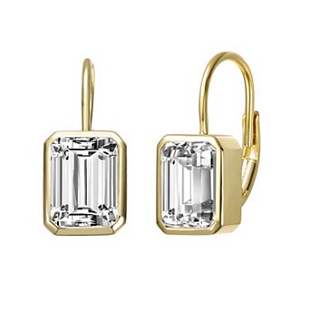 Cubic Zirconia Baguette Drop Wire Back Earrings