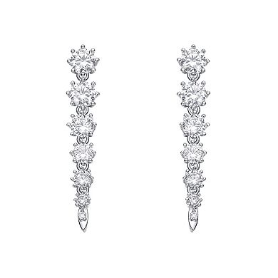 Cubic Zirconia Linear Fringe Icicle Earrings
