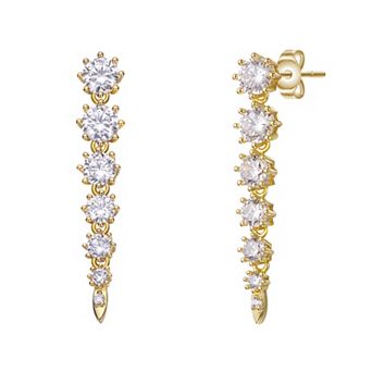 Cubic Zirconia Linear Fringe Icicle Earrings