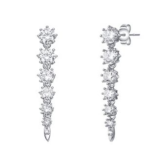 Cubic Zirconia Linear Fringe Icicle Earrings