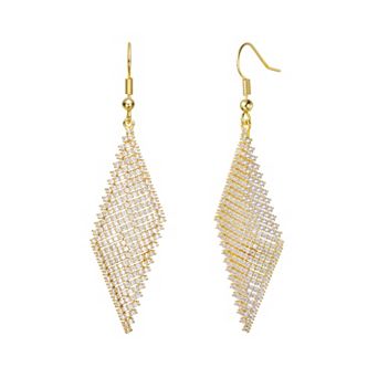 14k Gold Over Silver Cubic Zirconia Mesh Dangle Drop Earrings