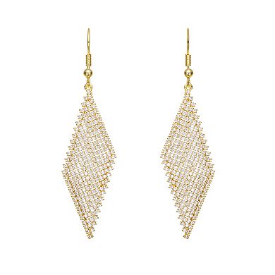 14k Gold Over Silver Cubic Zirconia Mesh Dangle Drop Earrings