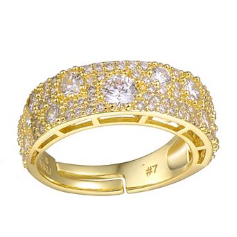 Gold Tone Cubic Zirconia & Diamond Accent Pave Band Ring