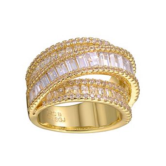 Cubic Zirconia Crossover Channel Ring