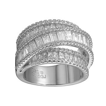 Cubic Zirconia Crossover Channel Ring