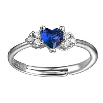 Sterling Silver Pink Ice & White Heart Cubic Zirconia Cluster Promise Ring