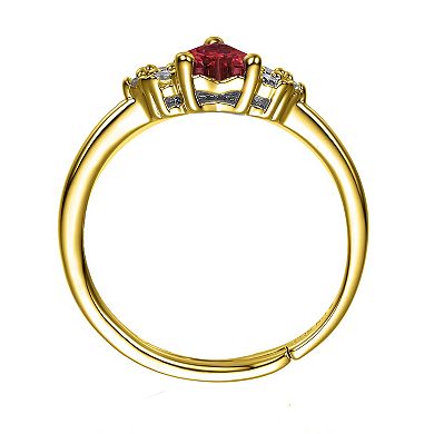 14k Gold Over Silver Ruby Red & White Cubic Zirconia & Diamond Accent Heart Cluster Promise Ring
