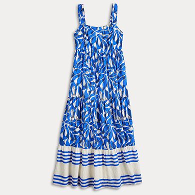 Petite Nine West Square Neck Tiered Midi Dress