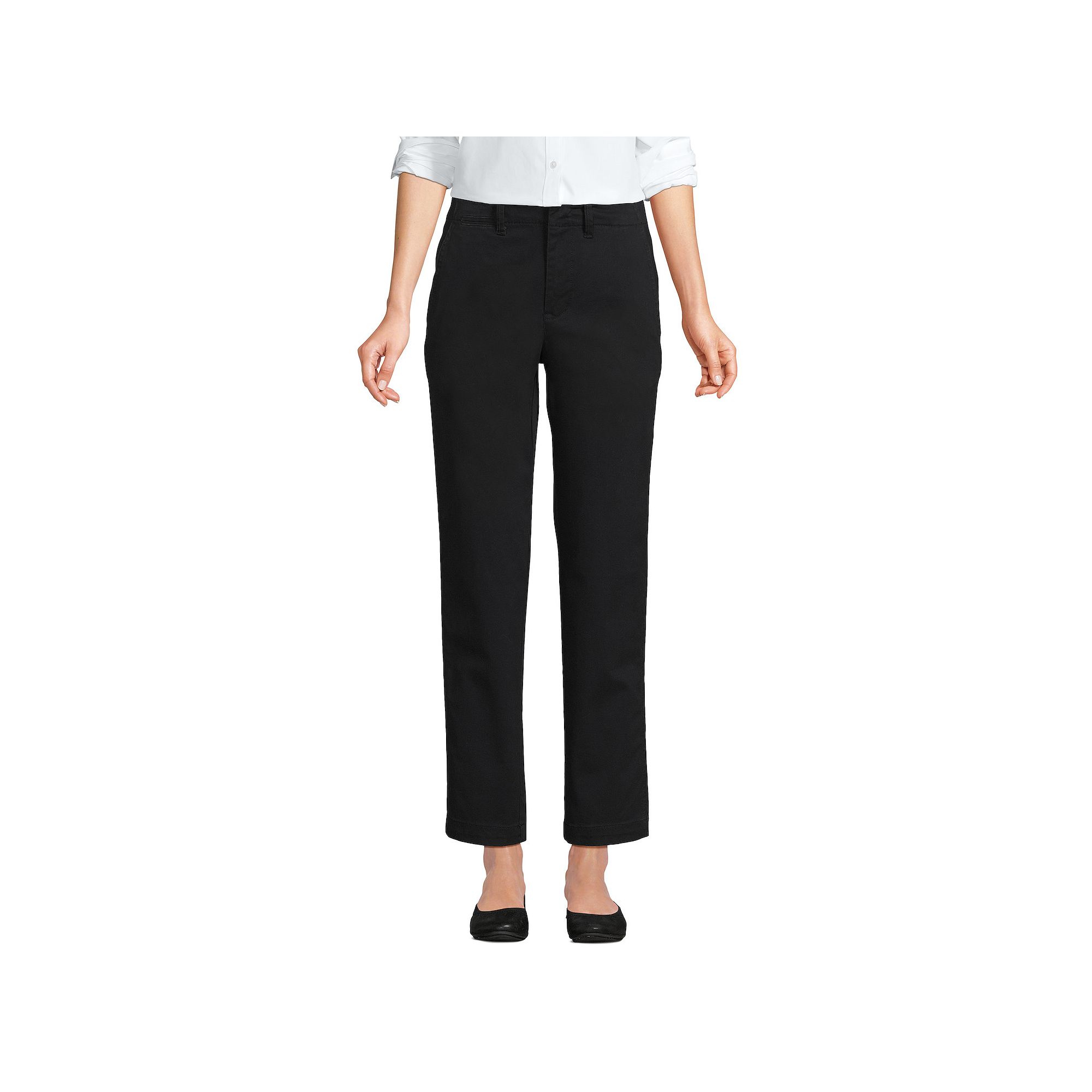 Womens Lands End Mid Rise Classic Straight Leg Chino Ankle Pants, Size: 2