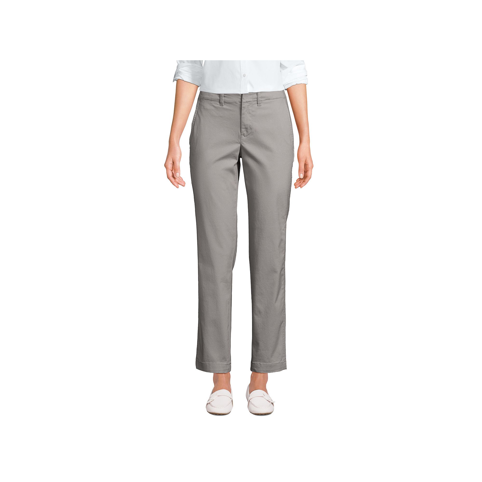 Womens Lands End Mid Rise Classic Straight Leg Chino Ankle Pants, Size: 6