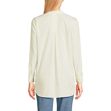 Women's Lands' End No Iron Long Sleeve Banded Collar Popover Shirt