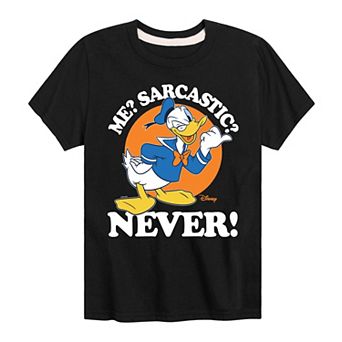 Disney's Mickey Mouse & Friends Donald Duck Boys 8-20 Never Sarcastic Graphic Tee
