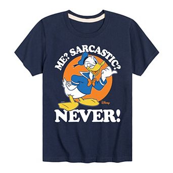 Disney's Mickey Mouse & Friends Donald Duck Boys 8-20 Never Sarcastic Graphic Tee
