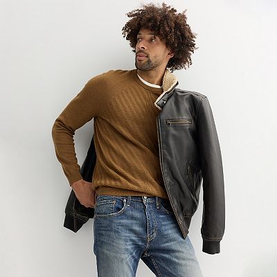 Men's Levi's® Faux Leather Sherpa Collar Aviator Bomber Jacket