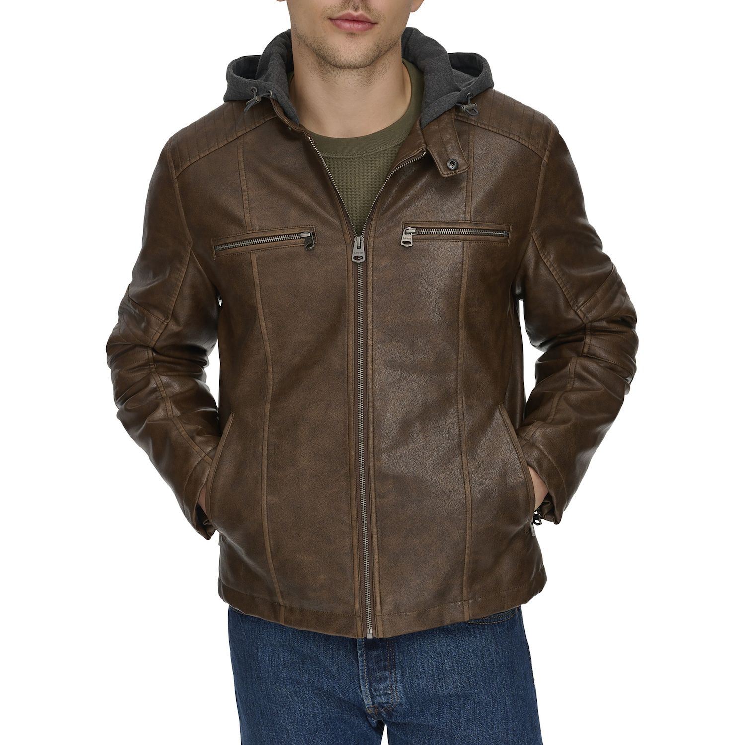 Men's Levi's® Faux Leather Hooded Racer Jacket