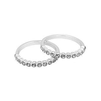 Emberly Silver Tone 2 Pack Glass Stone Rings