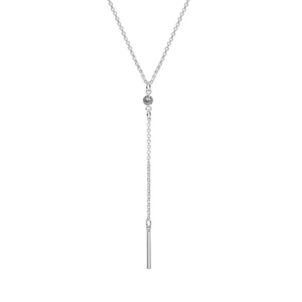 Emberly Silver Tone Bar Drop Y Necklace