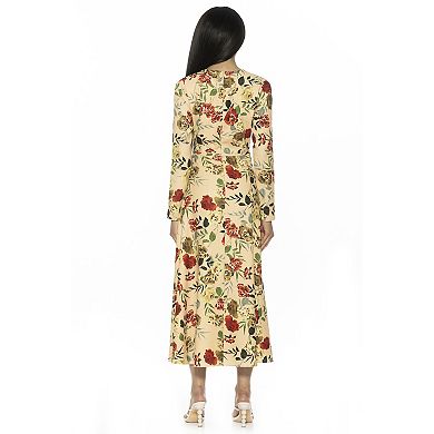 Women's ALEXIA ADMOR Ophelia Crewneck Long Sleeve Fit And Flare Midi Dress
