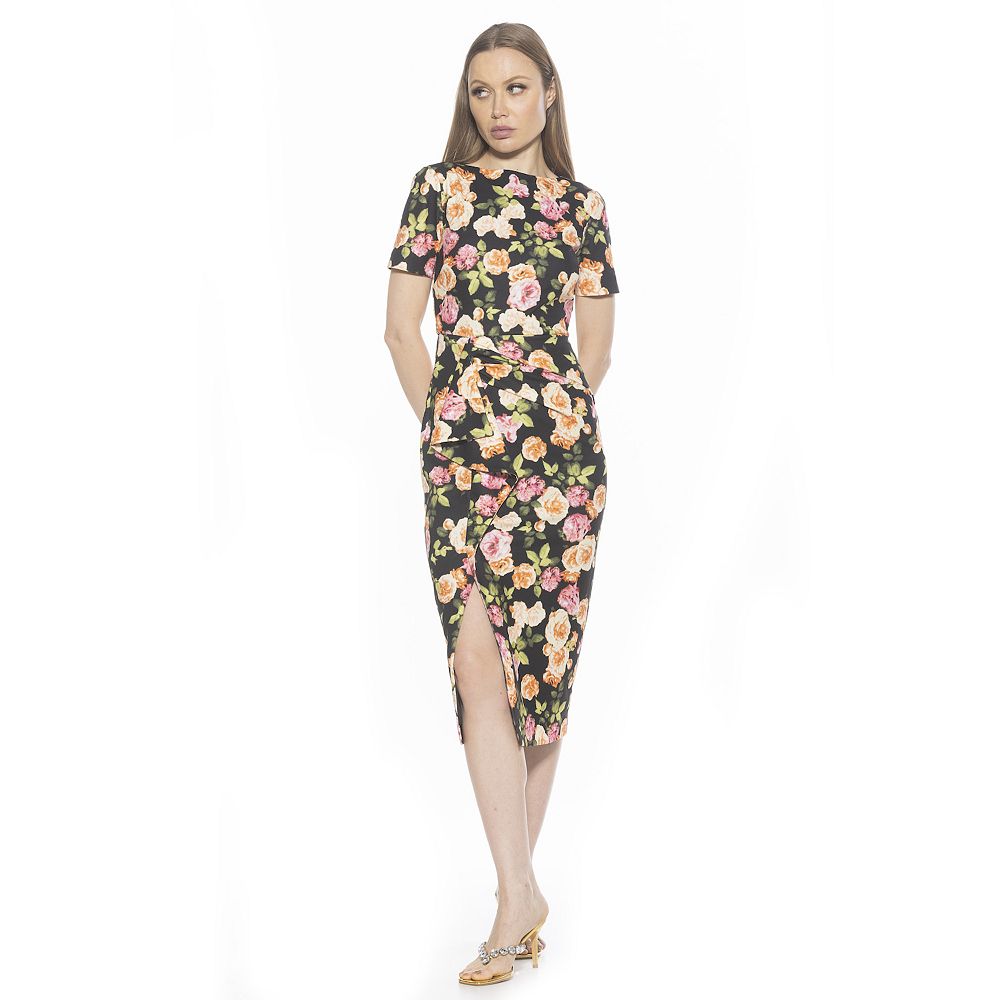 Women's ALEXIA ADMOR Zayd Boatneck Midi Sheath Dress With