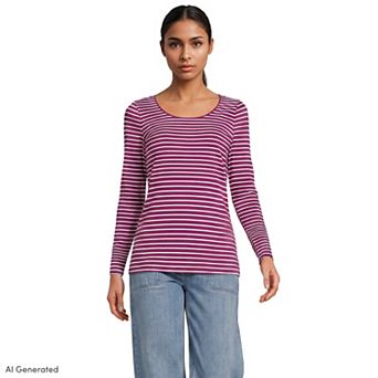 Women's Lands' End Lightweight Scoopneck Long-Sleeve Tee