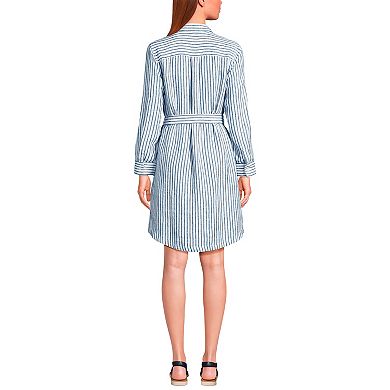 Women's Lands' End Linen Button Front Shirt Dress