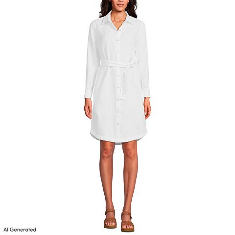 Женские платья Lands' End Linen Button Front Shirt Dress
