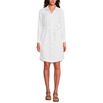 Women's Lands' End Linen Button Front Shirt Dress