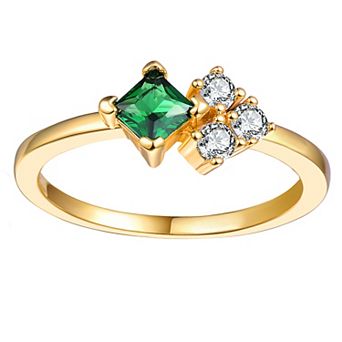 Stella Valentino 14k Gold over Sterling Silver Lab-Created Moissanite Toi Et Moi Cluster Ring