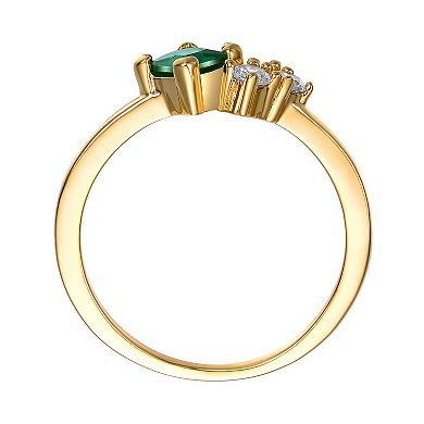 Stella Valentino 14k Gold over Sterling Silver Lab-Created Moissanite Toi Et Moi Cluster Ring