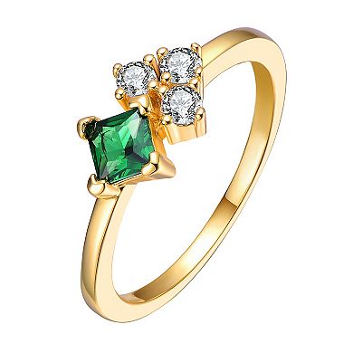 Stella Valentino 14k Gold over Sterling Silver Lab-Created Moissanite Toi Et Moi Cluster Ring