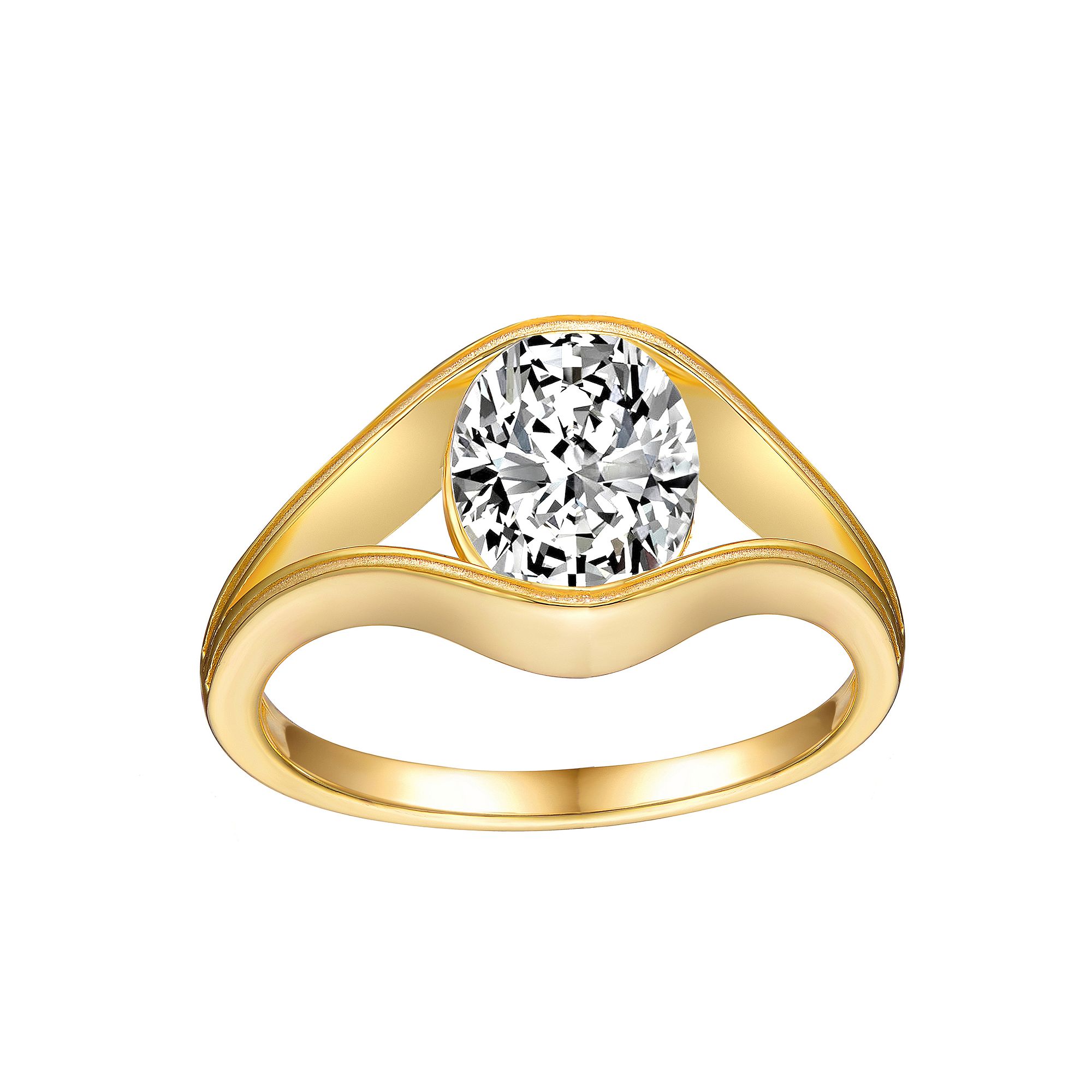 Stella Valentino 18k Gold over Sterling Silver Oval Lab-Created Moissanite 