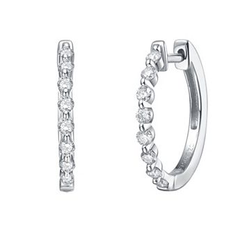 Stella Valentino Sterling Silver Lab-Created Moissanite Huggie Hoop Earrings