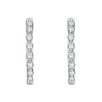 Stella Valentino Sterling Silver Lab-Created Moissanite Huggie Hoop Earrings