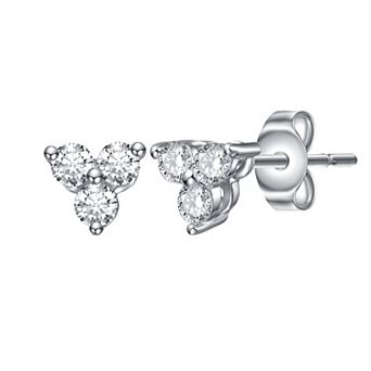 Stella Valentino Sterling Silver Lab-Created Moissanite Triple Cluster Stud Earrings