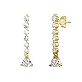 Stella Valentino 14k Gold over Sterling Silver Lab-Created Moissanite Linear Dangle Journey Earrings