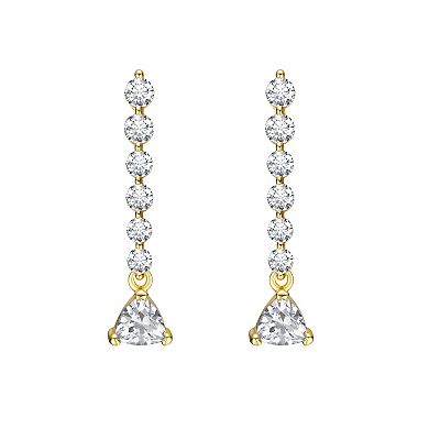 Stella Valentino 14k Gold over Sterling Silver Lab-Created Moissanite Linear Dangle Journey Earrings