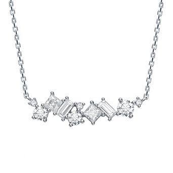 Stella Valentino Sterling Silver Lab-Created Moissanite Cluster Cascade Necklace