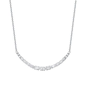 Stella Valentino Sterling Silver Lab-Created Moissanite Curved Bar Necklace