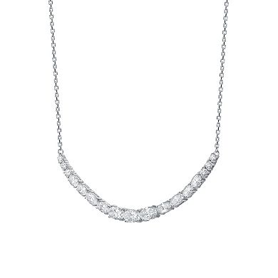 Stella Valentino Sterling Silver Lab-Created Moissanite Curved Bar Necklace
