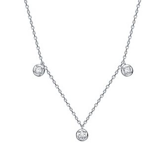 Stella Valentino Sterling Silver Lab-Created Moissanite Raindrop Station Necklace