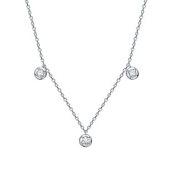 Stella Valentino Sterling Silver Lab-Created Moissanite Raindrop Station Necklace