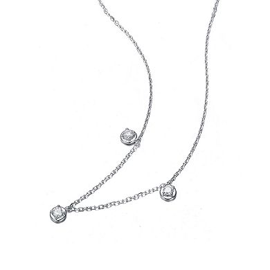 Stella Valentino Sterling Silver Lab-Created Moissanite Raindrop Station Necklace