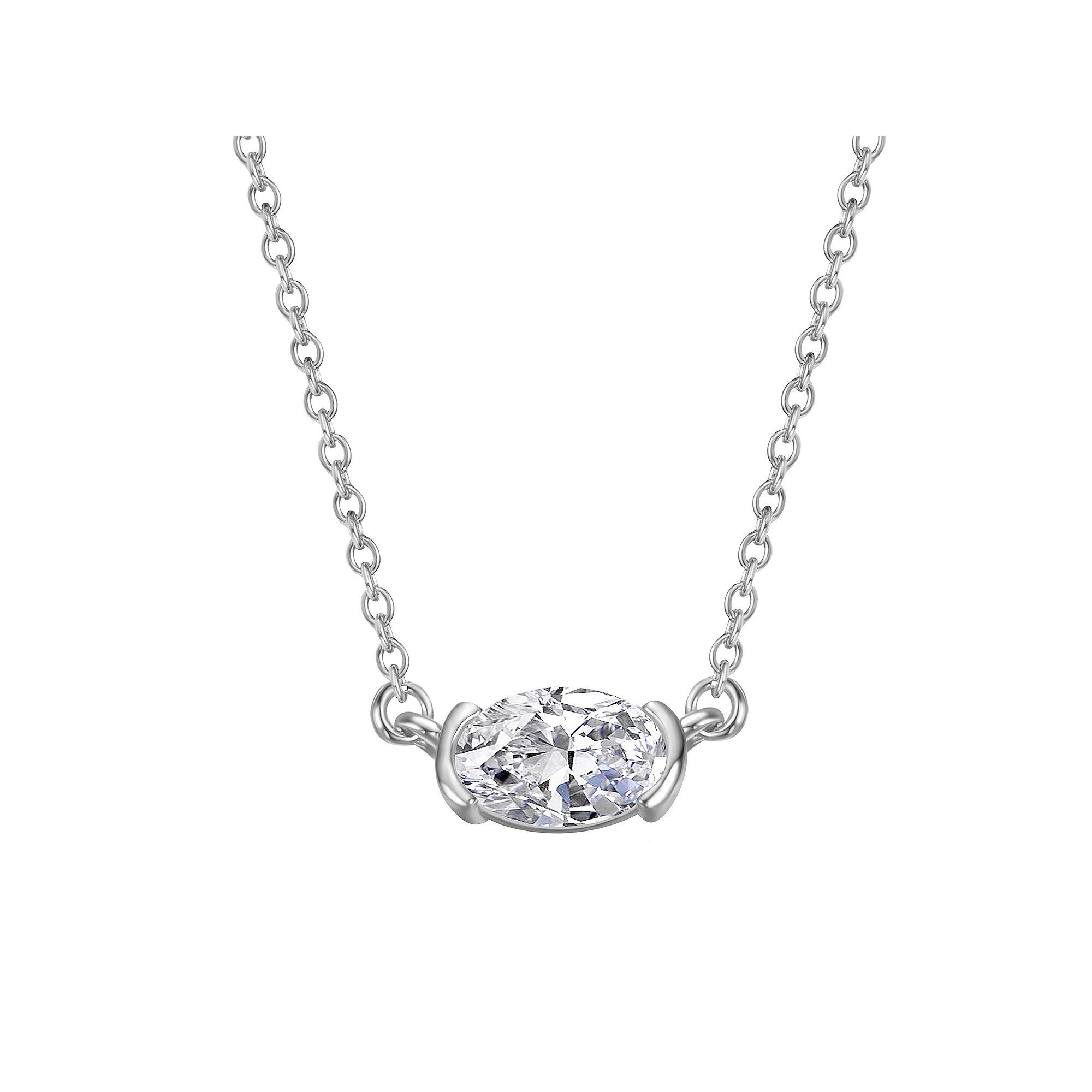 Stella Valentino Sterling Silver Lab Created Moissanite East-West Oval Sol
