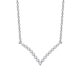 Stella Valentino Sterling Silver Lab-Created Moissanite V-Shaped Chevron Necklace