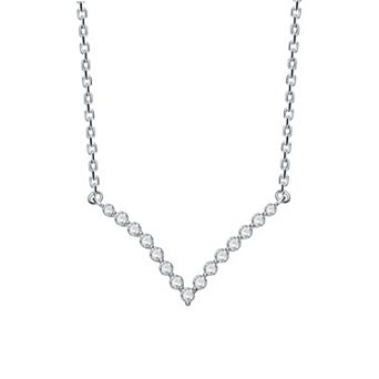 Stella Valentino Sterling Silver Lab-Created Moissanite V-Shaped Chevron Necklace