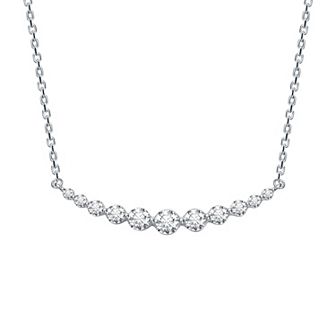 Stella Valentino Sterling Silver Lab-Created Moissanite Curved Bar Pendant Necklace