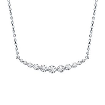 Stella Valentino Sterling Silver Lab-Created Moissanite Curved Bar Pendant Necklace