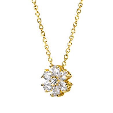 Stella Valentino 14k Gold over Sterling Silver Lab-Created Moissanite Daisy Cluster Pendant Necklace