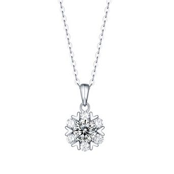 Stella Valentino Sterling Silver Lab-Created Moissanite Solitaire Drop Pendant Necklace