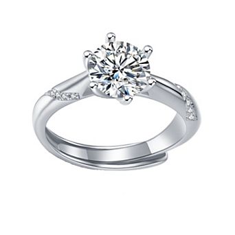 Stella Valentino Sterling Silver 1 Carat Lab-Created Moissanite Ribbon Pave Engagement Ring